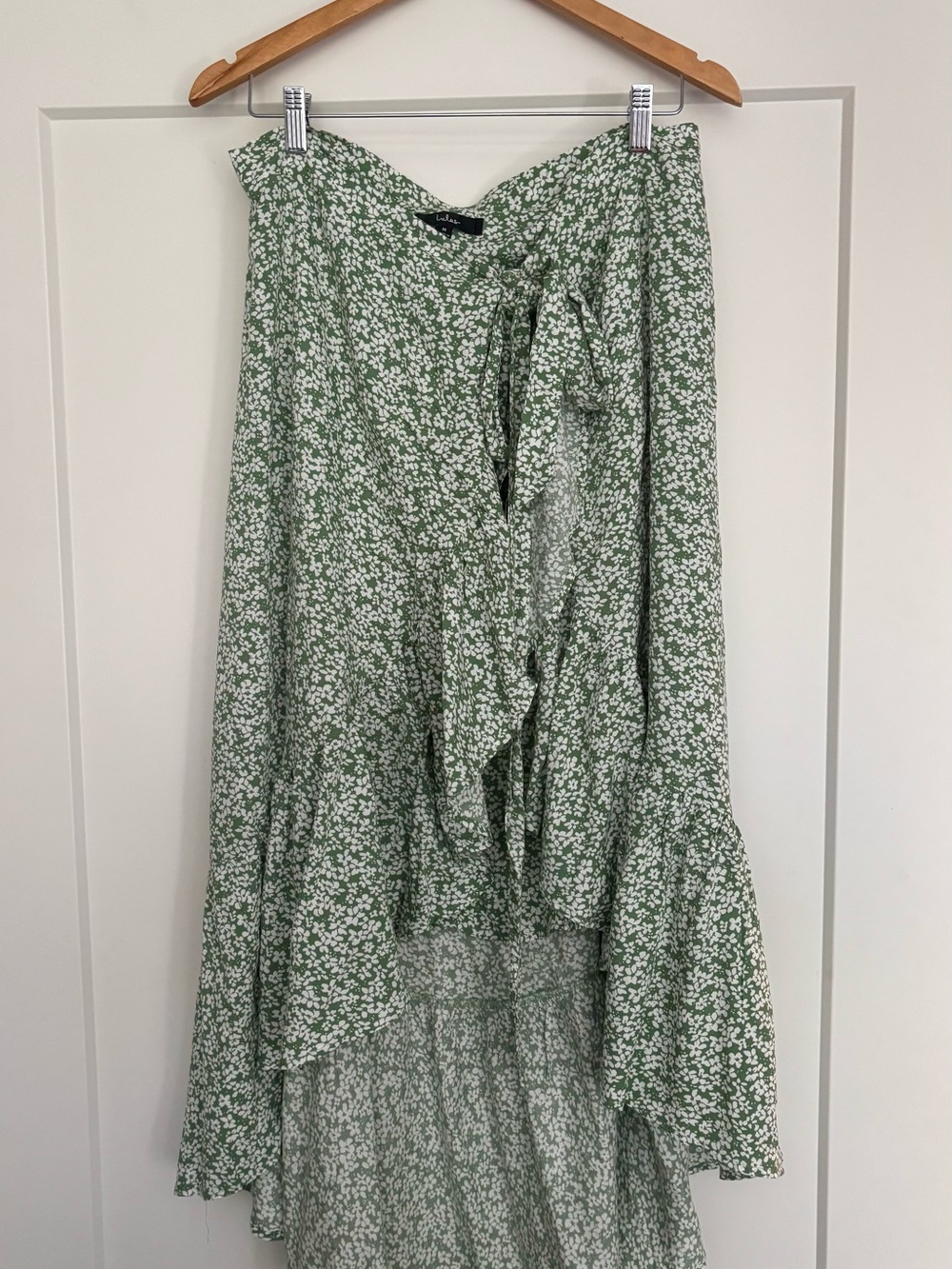 Lulu's Sage Green Floral High-Low Wrap Skirt